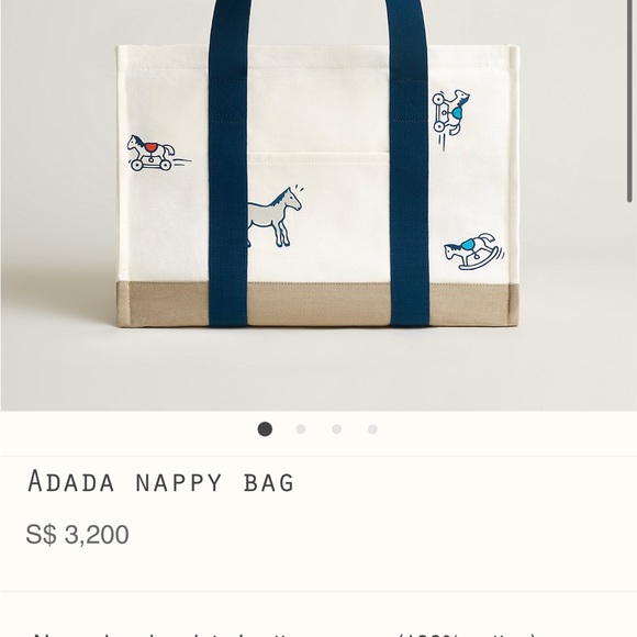 Hermès Adada Diaper Bag with horse print throughout, dual exterior pockets - Picture 6 of 6